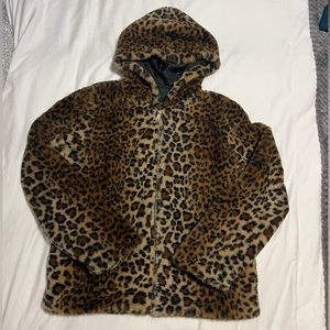 CI SONO Leopard print faux fur zipper jacket